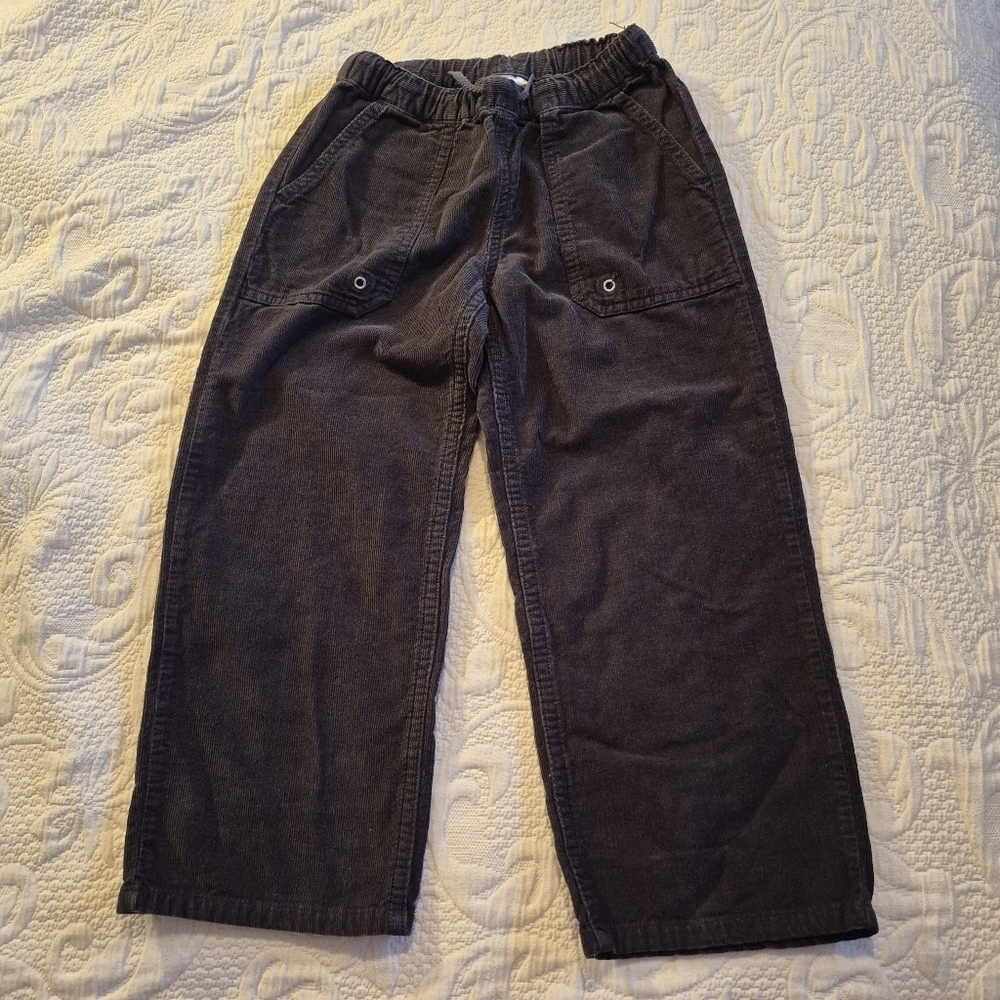 Hanna Andersson boys size 120 or 6/7 gray pull on corduroy pants VGUC